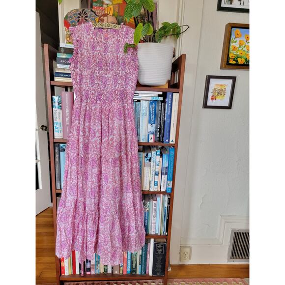 Oliphant Sleeveless Smocked Maxi in Malta Pink Sz S - Picture 7 of 7